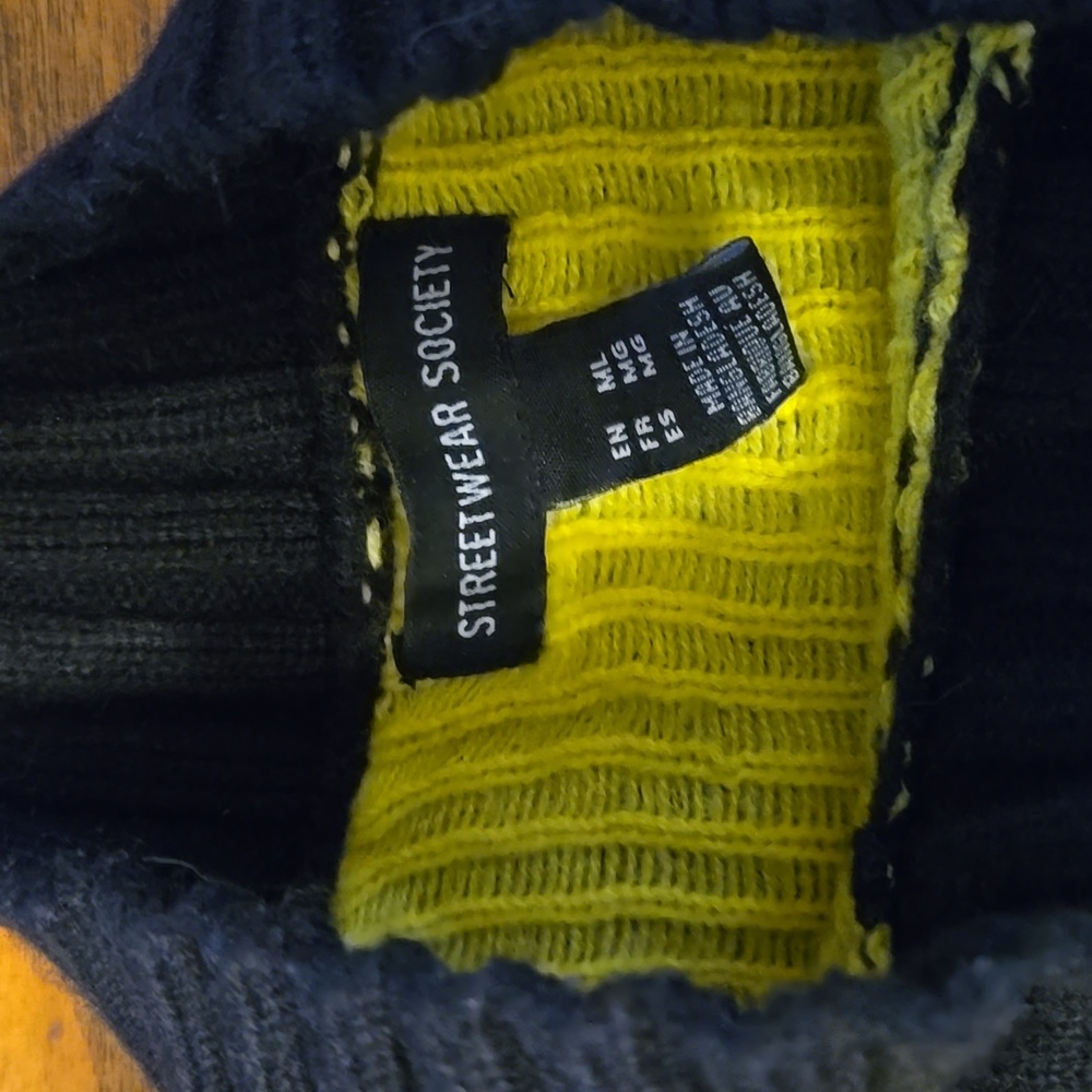Streetwear Society Black Sweater with Yellow Smiley Faces - Picture 2 of 10